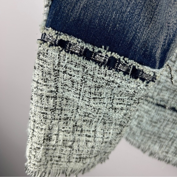 Minkas Chambray Tweed Cotton Blend Blue Full Zip Jacket Small - Picture 8 of 12